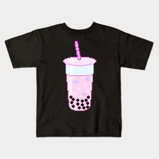 Pixel Boba Tea Kids T-Shirt